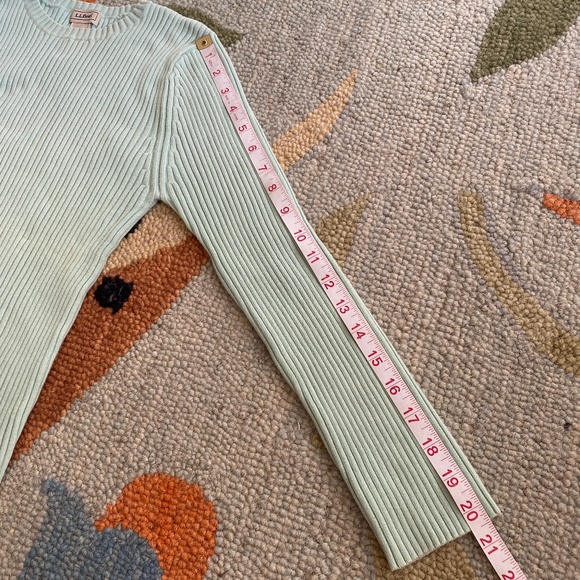 L.L. Bean I Light Mint Green Pastel Ribbed Crewneck Pullover - Picture 6 of 12